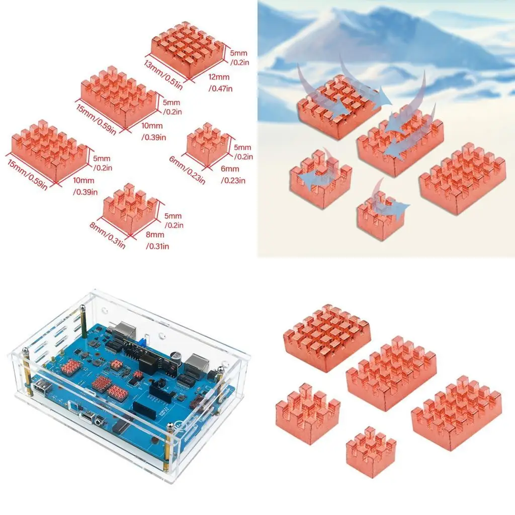 

31ba 5peece Mocepper Heatsink Set для Banana OpenWrtone Board Эффективное охлаждение домов для развития дома