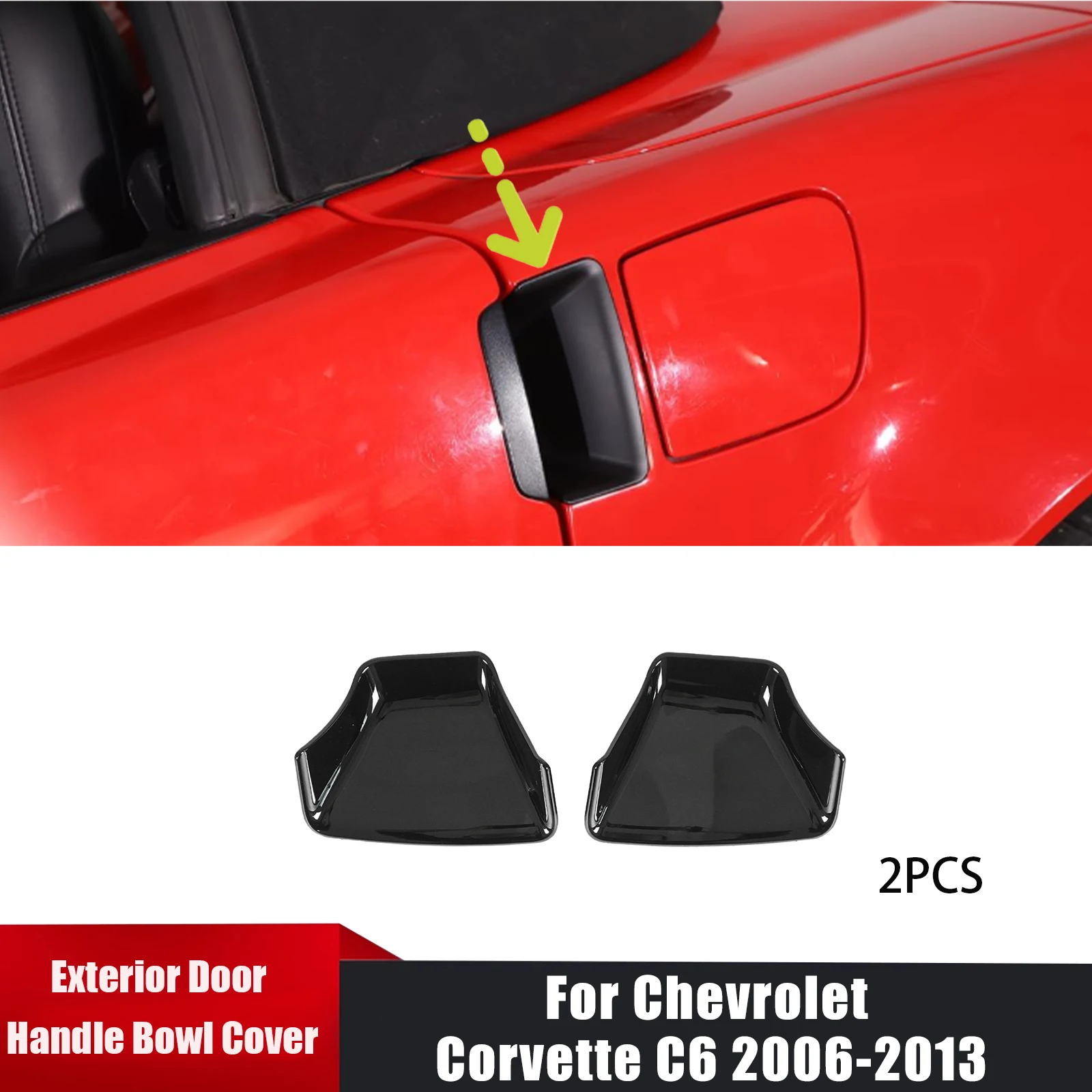 

For Chevrolet Corvette C6 2006-2013 A Set of Car Exterior Door Handle Bowl Cover Glossy Black/5D Carbon Fiber Style Body Kit