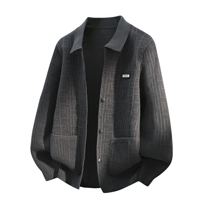 

Men's Knitted Cardigan Sweater Loose Fit Color Lapel Open Front Casual Sle Polyester Fiber Long Sve Winter Wear