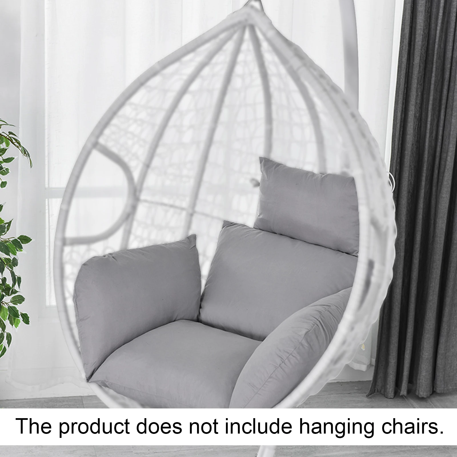 Hanging Chair Cushion Pillow Removable Hanging Swing Sofa Cushion Non-slip Single Gray/Black For Hanging Basket