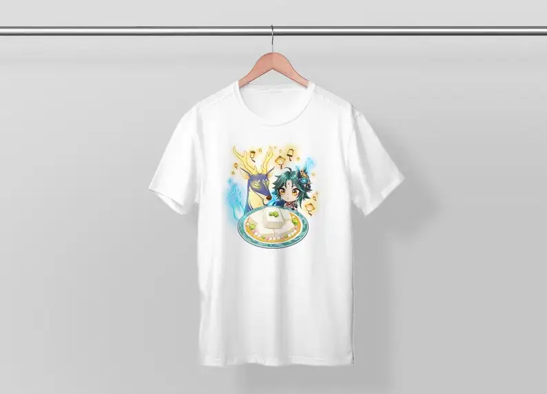 XIAO - Genshin Impact Speciality dish Series! Unisex Tee T-shirt Kawaii Chibi Cute Fanart Merch Special food