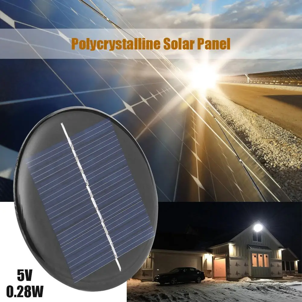 

1/2Pcs Round Solar Pane Polycrystalline Silicon Solar Glue Panel Small Household Lighting System DIY Battery Cell Charger