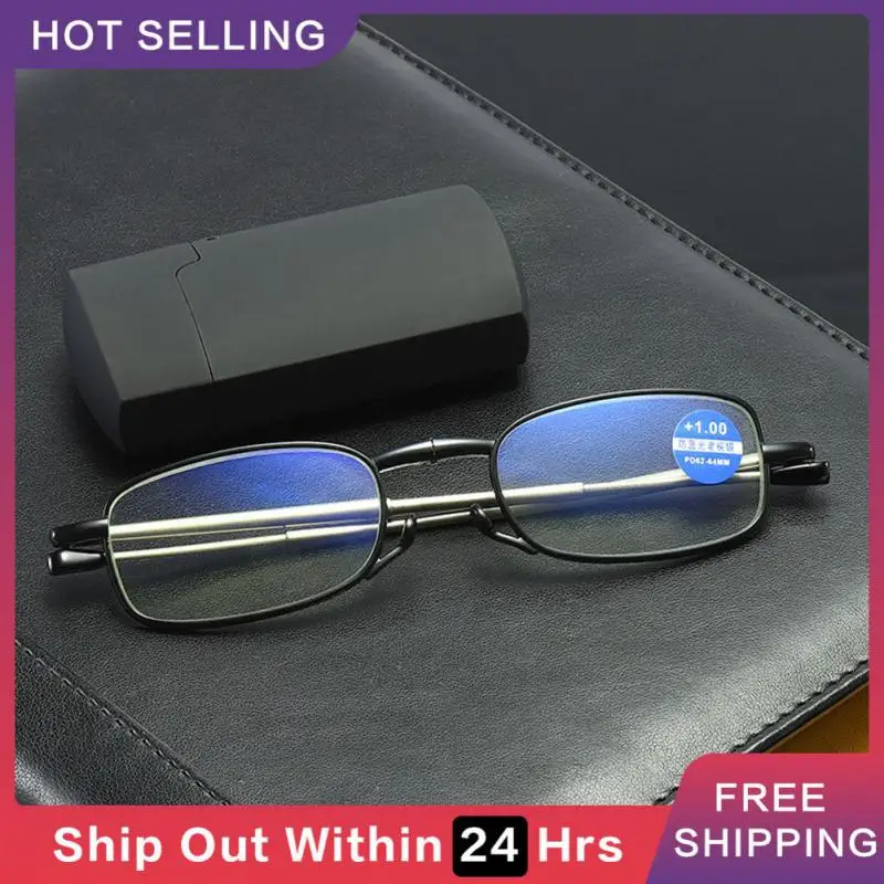 Titanium Alloy Folding Reading Glasses Foldable Presbyopia Men Women Ultra Light Eyewear With Case Anti Blue Light 1.0 1.5 2.0