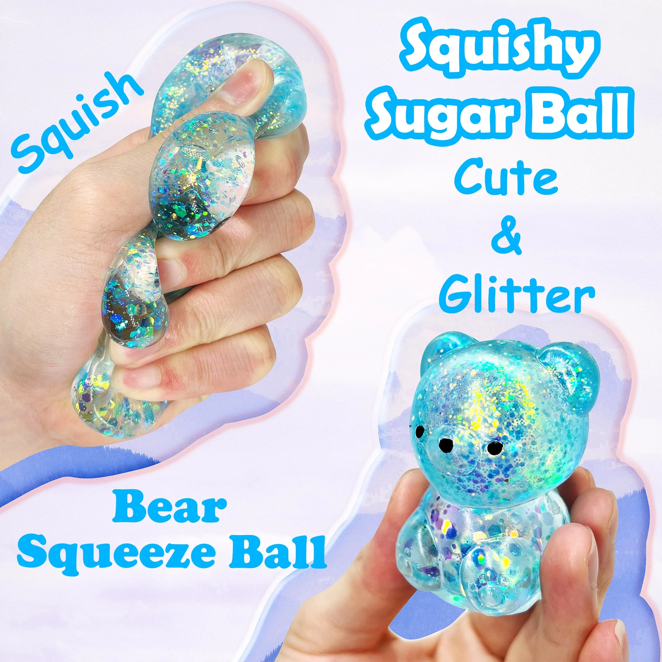1 Piece Slow Rebound Squishy Bear-Shaped Stress Relief Toy, Stress Ball for Teenagers, Candy Stress Ball, Sensory Squishy Toy, Stress Relief Toy, Squeeze Ball, Party Favors, Easter Egg Fillers