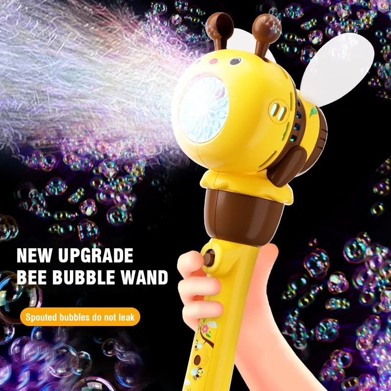 Automatic Bubble Machine Cute Bee 12Hole Electric Soap Bubble Maker Cartoon Bumble Bee Bubble Blower Outdoor Toy for Kids