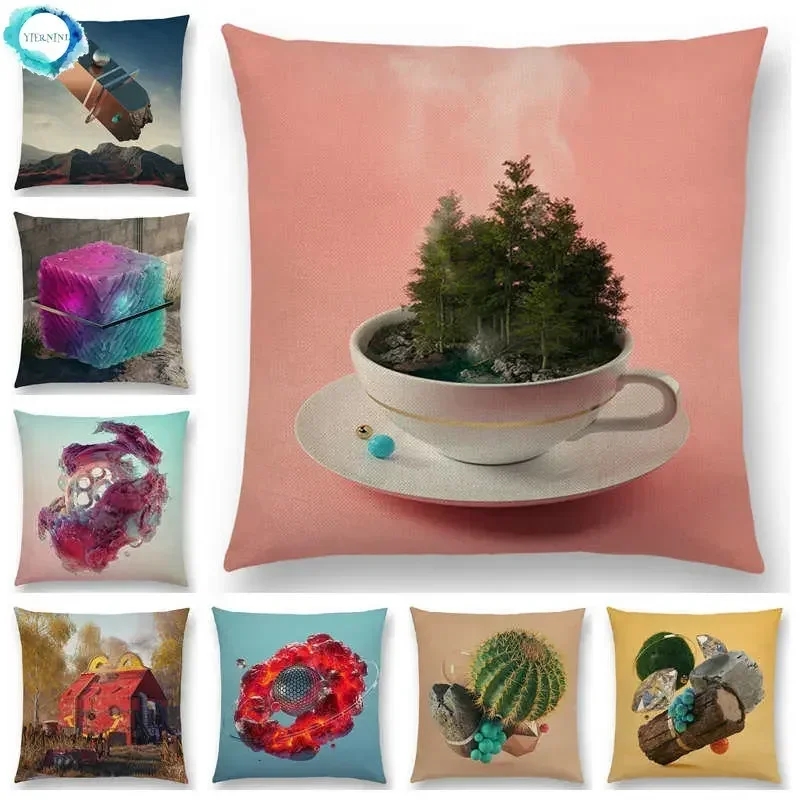 أحدث ثلاثية الأبعاد طباعة مشرق ملون العالم مذهلة مشهد غطاء الوسادة تعليق رائع سبار أريكة معدنية رمي كيس وسادة #1