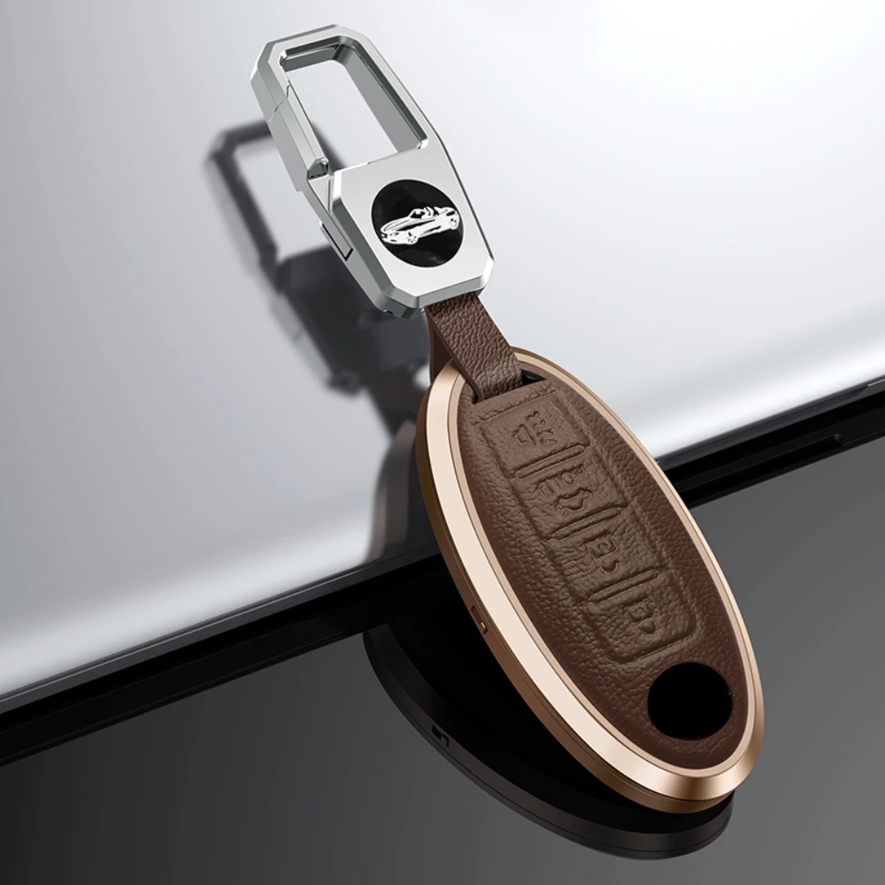 Alloy Leather Car Remote Key Case Cover Shell Nissan Qashqai X-Trail T32 r T31 Juke J11 J10 Kicks Tiida Pathfinder Note Infiniti