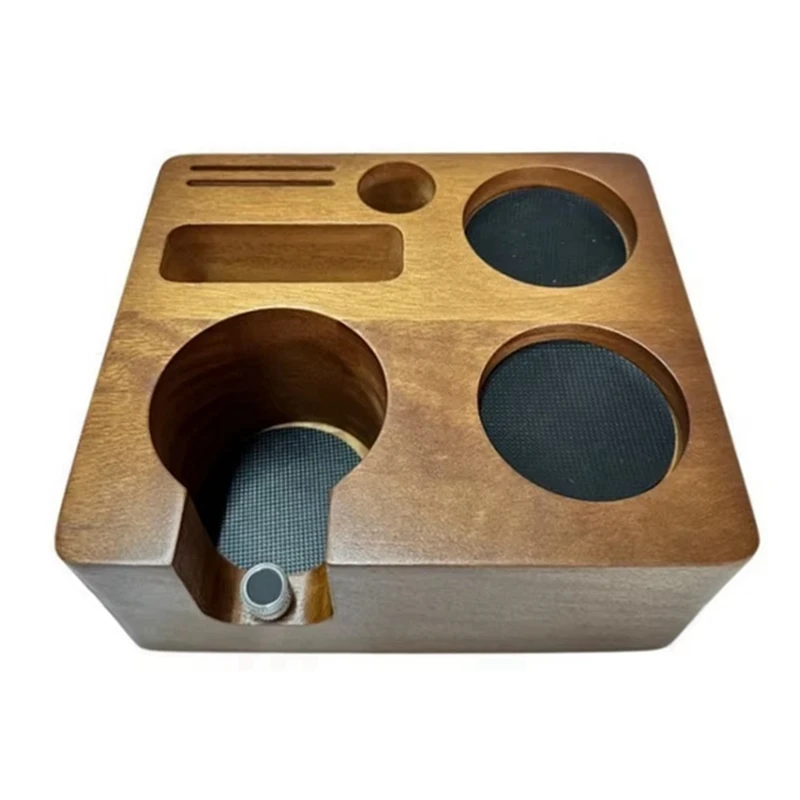 

6-Hole Espresso Press Holder, Filter, Dosing Ring, Wooden Coffee Press Basecoffee Press Pad Holder Fits 58 Mm