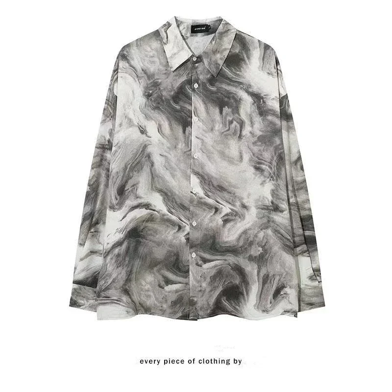 

Гонконгский стиль, нишевая рубашка с длинными рукавами в стиле Яппи, мужской дизайн, свободный топ