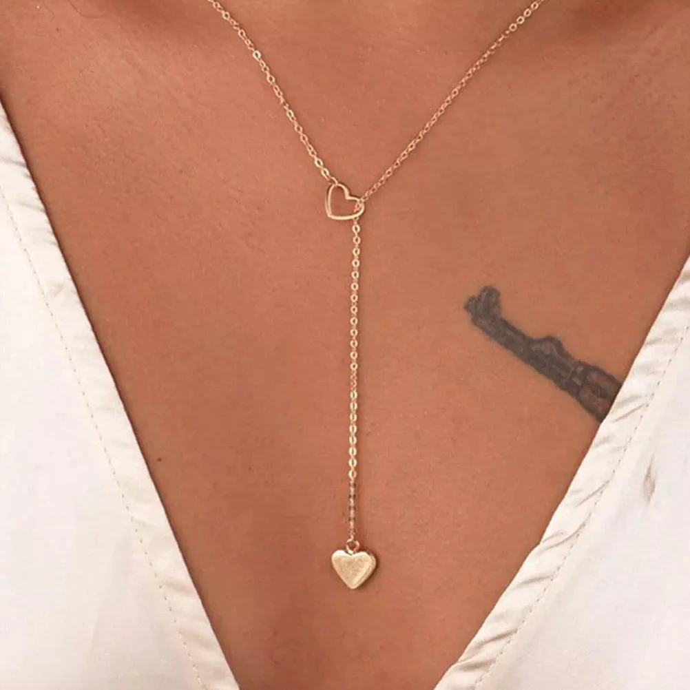 

Heart Necklace for Women Daily Wear Chains Heart Shaped Minimalist Jewelry Alloy Charm Valentine Gifts Womens Necklaces