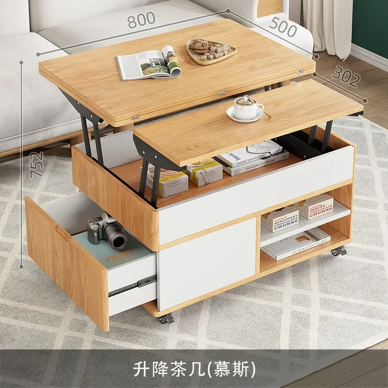 -Multifunctional Lifting Coffee Table Table Dual-purpose Creative Living Room Furniture Simple Household Small Folding Rice Tabl