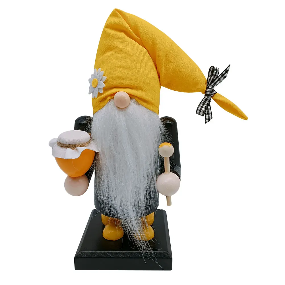 

Bee Themed Gnome Decor Statue Wood Lovely Dwarf Figure Home Tabletop Festival Party Decoration Compact