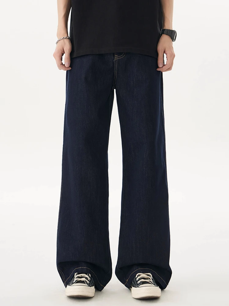 Męskie jeansy na wiosnę i lato, luźne, z prostymi nogawkami, oryginalny kolor, casualowe spodnie z szerokimi nogawkami, wygodne, oddychające, bawełniane...