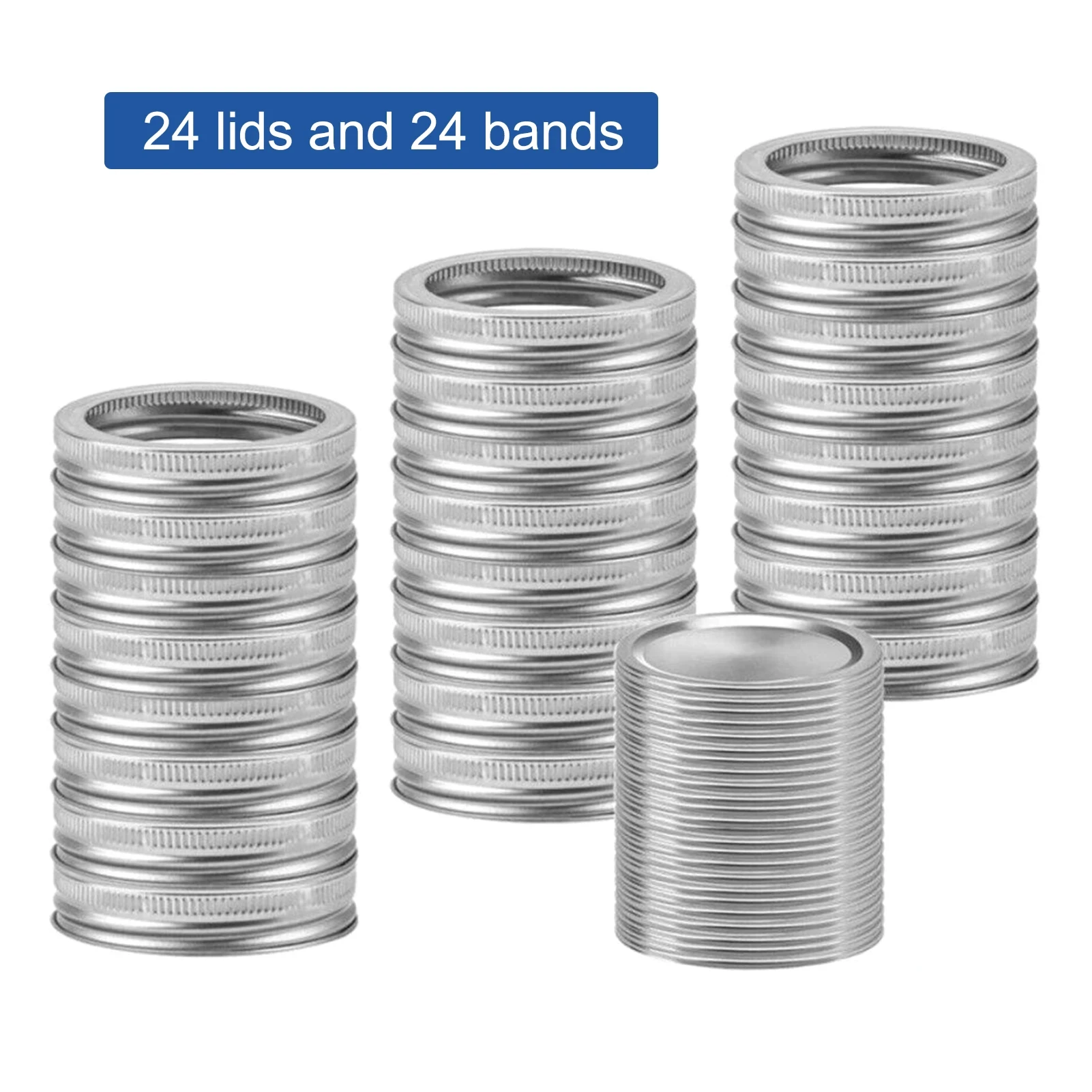 48 Pack Canning Lids Mason Regular 70mm Wide Silver Covers Replacement Tinplate Sealing Reusable Leak Proof Split-Type Jar Lids