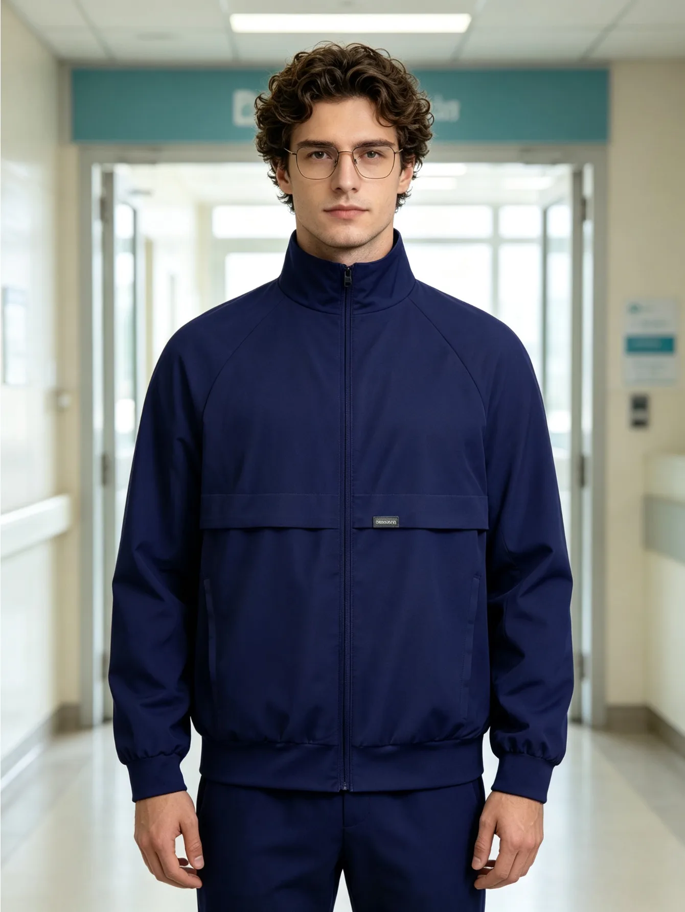 Stand Collar Solid Long Sleeve Single Work Outer Coat With Inner Pockets  Staff Shift Attire Without Matching Inner Clothes