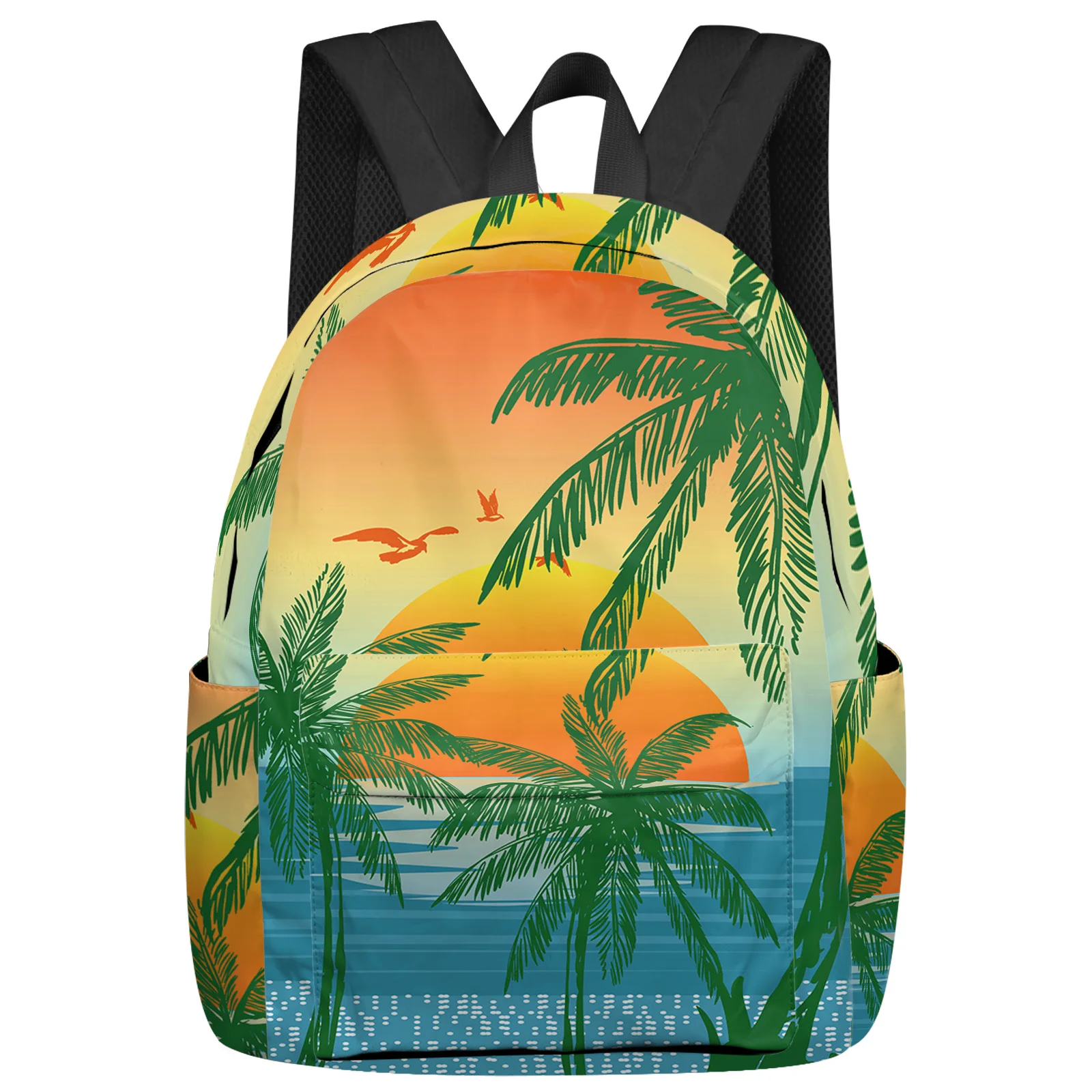 

Coconut Trees Sunset Seagulls Sea Water Backpacks Custom Student School Bags Laptop Backpack Men Women Female Travel Mochila