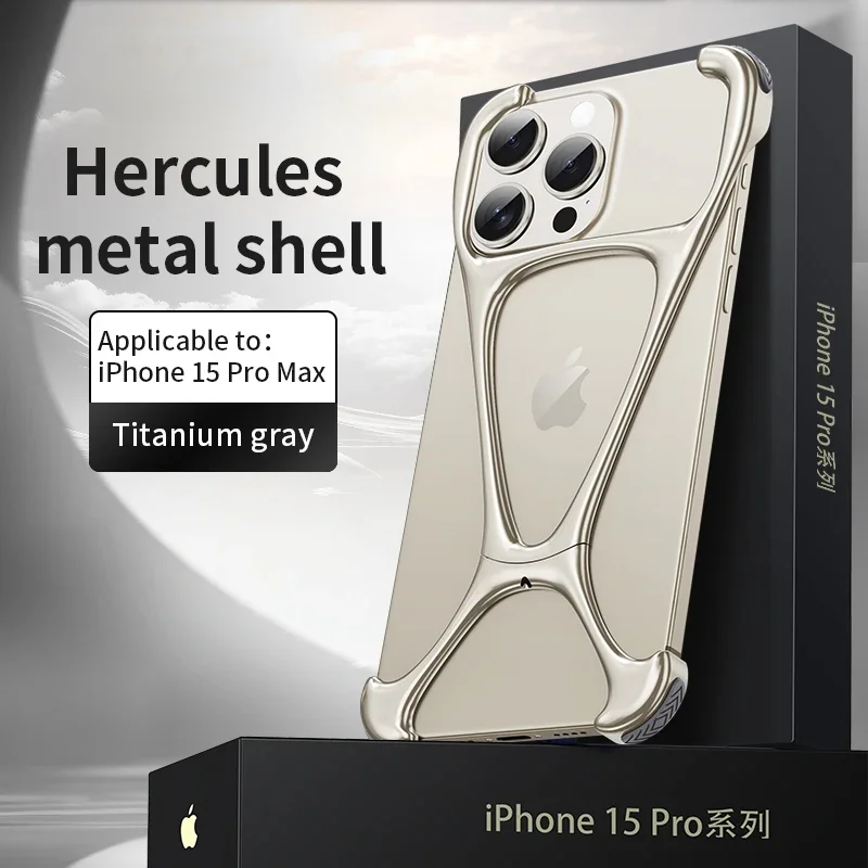 Alloy Bare Metal Feel Phone Case For Iphone 13 14 15 16 Pro Max Metal Frameless Heat Dissipation Phone Cover For IPHON 16 Promax