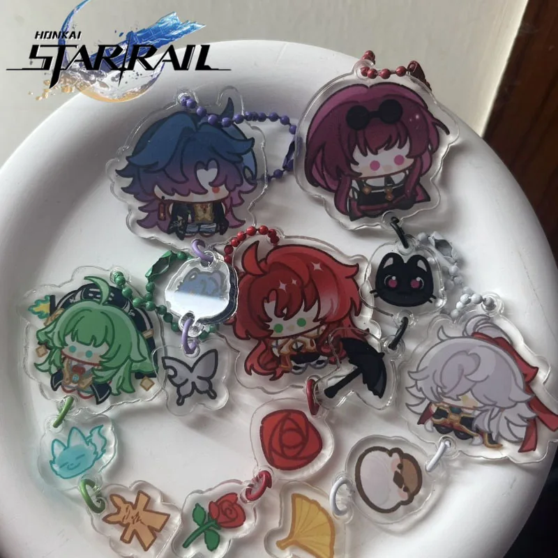 Game Honkai Star Rail Robin Firefly Aventurine Sunday Blade Cosplay Keychain Acrylic Pendant Keyring Key Chain Bag Accessories