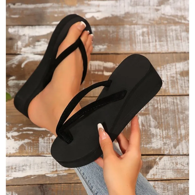 Chaussons d'été pour femmes, sandales compensées, tongs de plage, chaussons d'intérieur, tongs pour femmes, chaussons en mousse à mémoire de forme, chaussures pour femmes