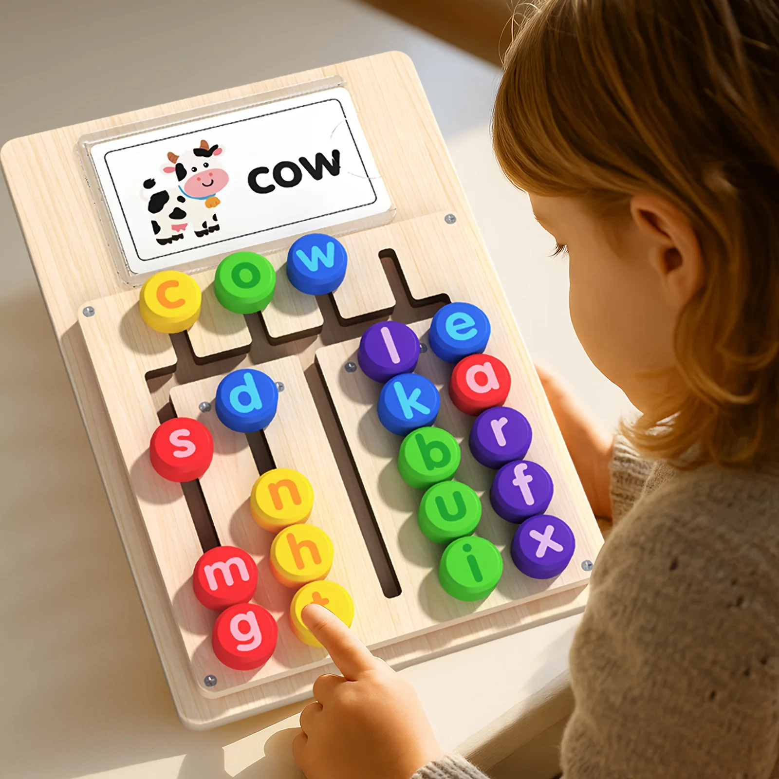 Wooden Letter Spelling Learning Board - Preschool Educational Toy English Phonics Introduction Tool Alphabet Learning Chart
