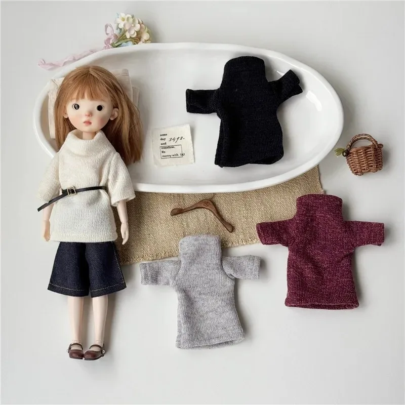Ropa para muñeca Blythe, vestido plisado, falda Jk, conjunto de ropa, suéter de cuello alto, conjunto de pantalones vaqueros OB24 OB22 1/6, pierna larga HelloKitty