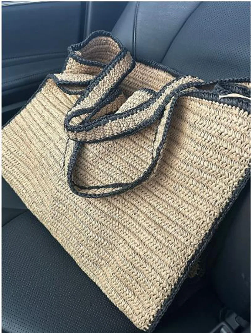 Straw Woven Tote Bags for Women Shoulder Raffia Bag Rattan Large Shopping Basket Beach Bag Luxury Crochet Handbag Tote Bag