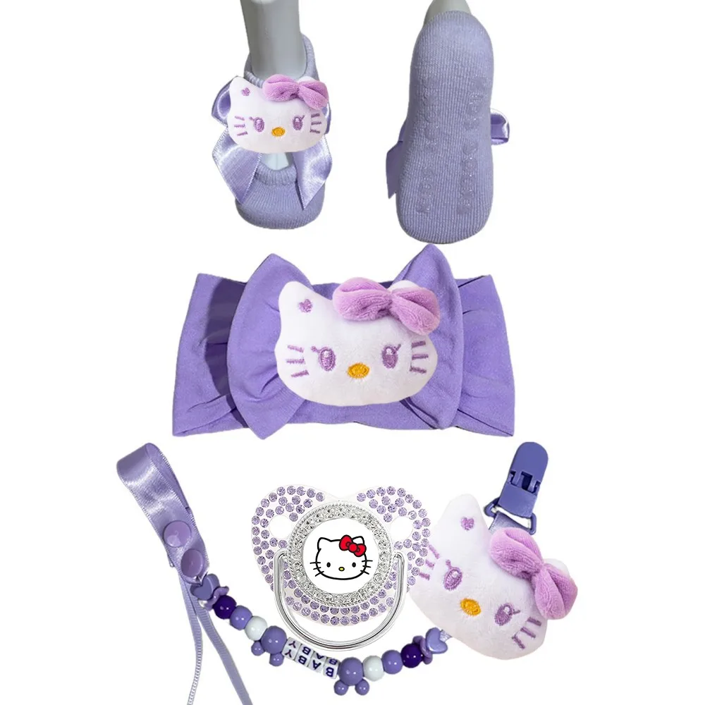 

Brand-new designed baby set pacifier + pacifier chain + socks + hair band Bling weaning pacifier newborn baby pacifier exclusive