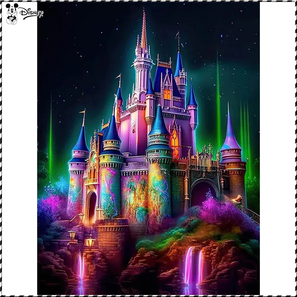 Disney 5D obraz diamentowy DIY zamek w pełni z okrągłej mozaiki kreskówka Fantasy zestaw dekoracja ścienna ręcznie robiony prezent