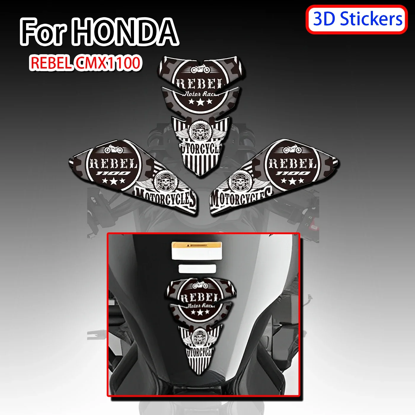 

Fit HONDA REBEL CMX1100 2021-2022 Motorcycle Tank Grips Pad Gas Fuel Oil Kit Knee Stickers Decal Emblem Logo Protection