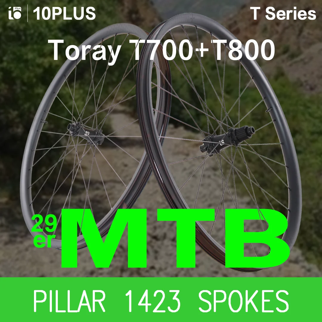 10PLUS T-Serie 29er Carbon-Fahrradfelgen 30mm Außenbreite 24mm Profil Hookless Tubeless Disc Carbon-Laufradsatz