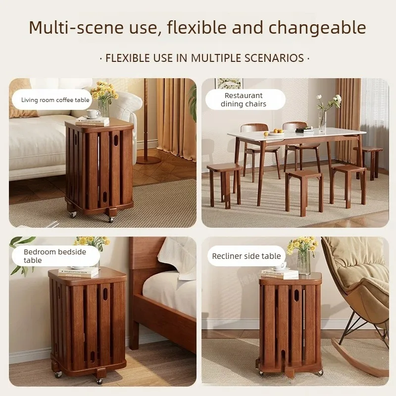 Solid wood stackable square stools, dining stool sets, dining chairs, living room stools, coffee stools, soft pack seat cushions