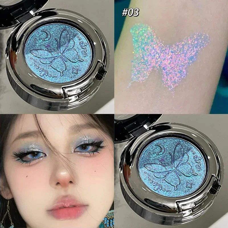 ثلاثية الأبعاد فراشة النقش الحرباء عينيه أحادية اللون عالية الصباغ لامع التدرج بريق لامع الأزرق هيغليغتر عيون ماكياج