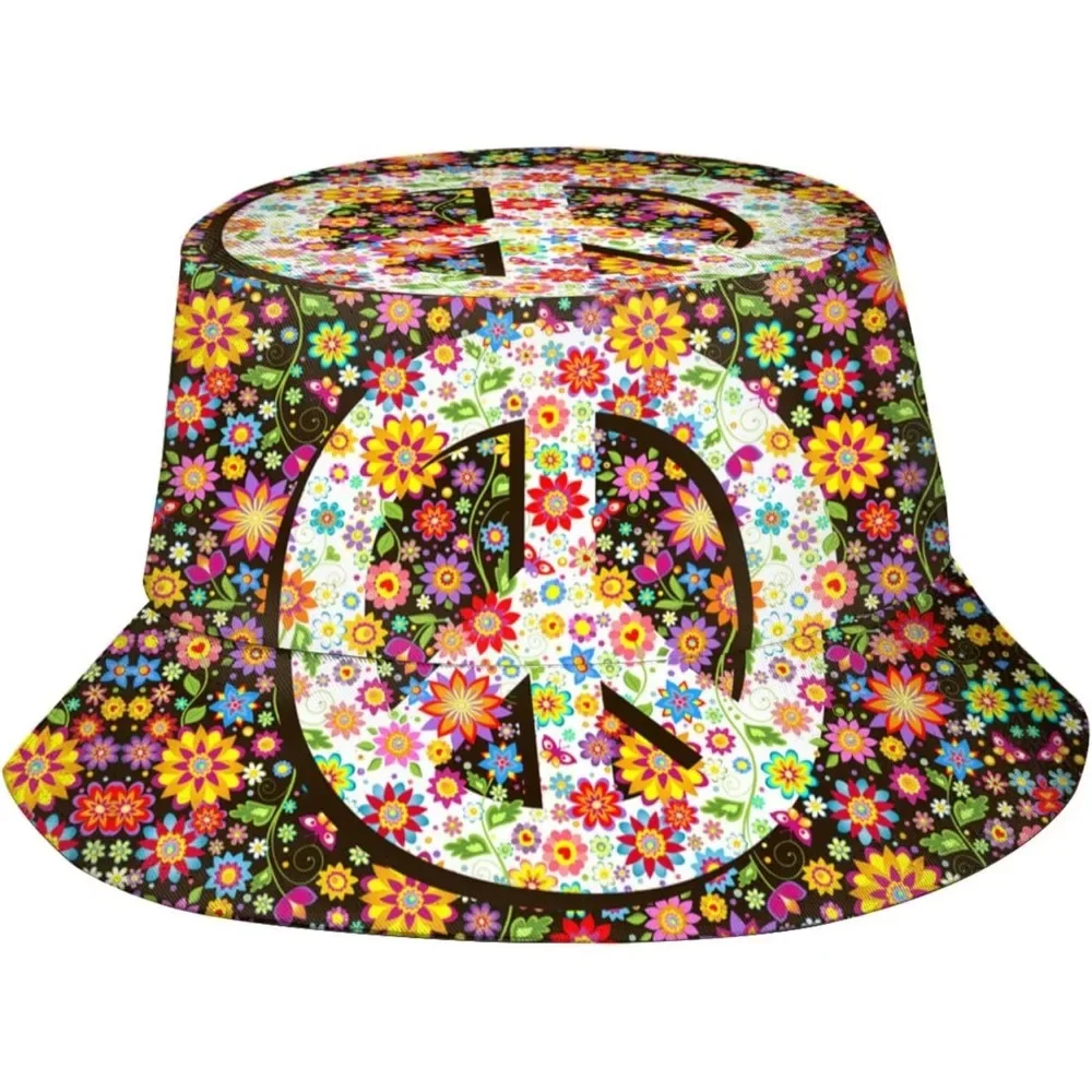 Hippie Flower Fisherman Cap Summer Unisex 60s 70s Printing Bucket Hat Outdoor Gardening Beach Camping Hiking Fishing Caps