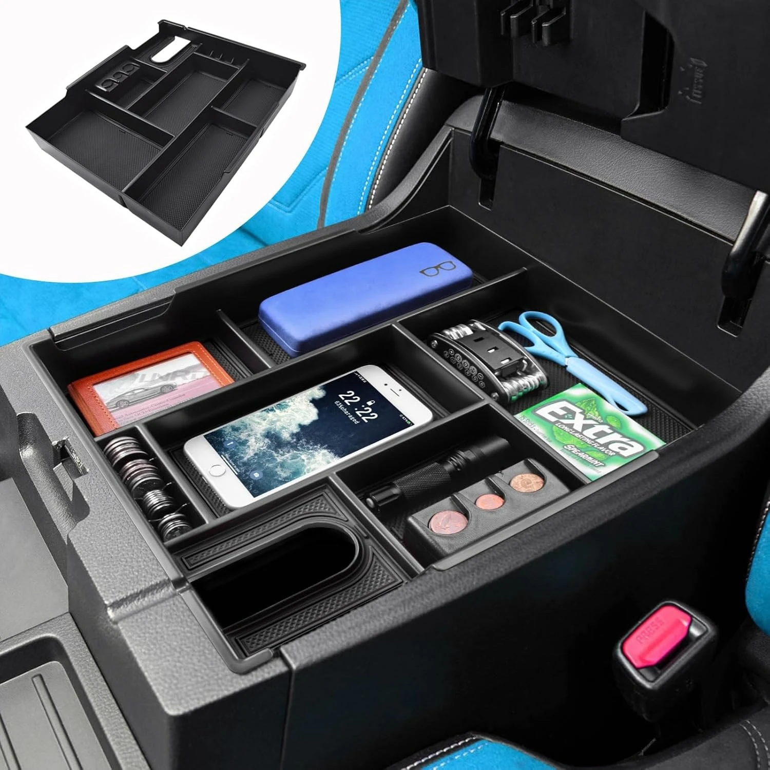 

Center Console Organizer Full Cover Tray for Toyota Tundra 2014-2020 2021 Accessories, ABS Coin Holder Secondary Storage Car Box