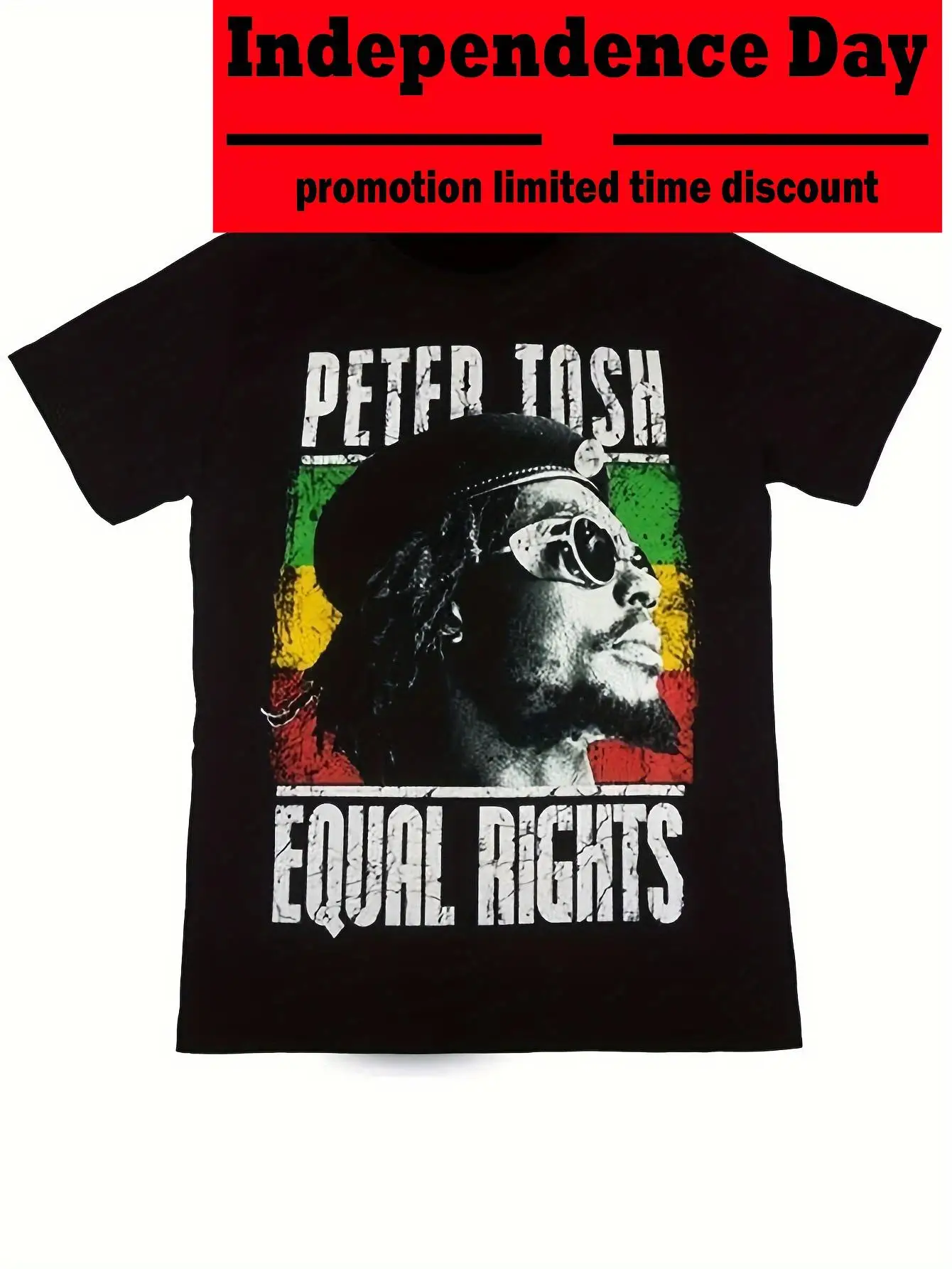 Camiseta de derechos iguales de Peter Tosh para hombre, colores Rasta negros, camiseta de Fan Reggae