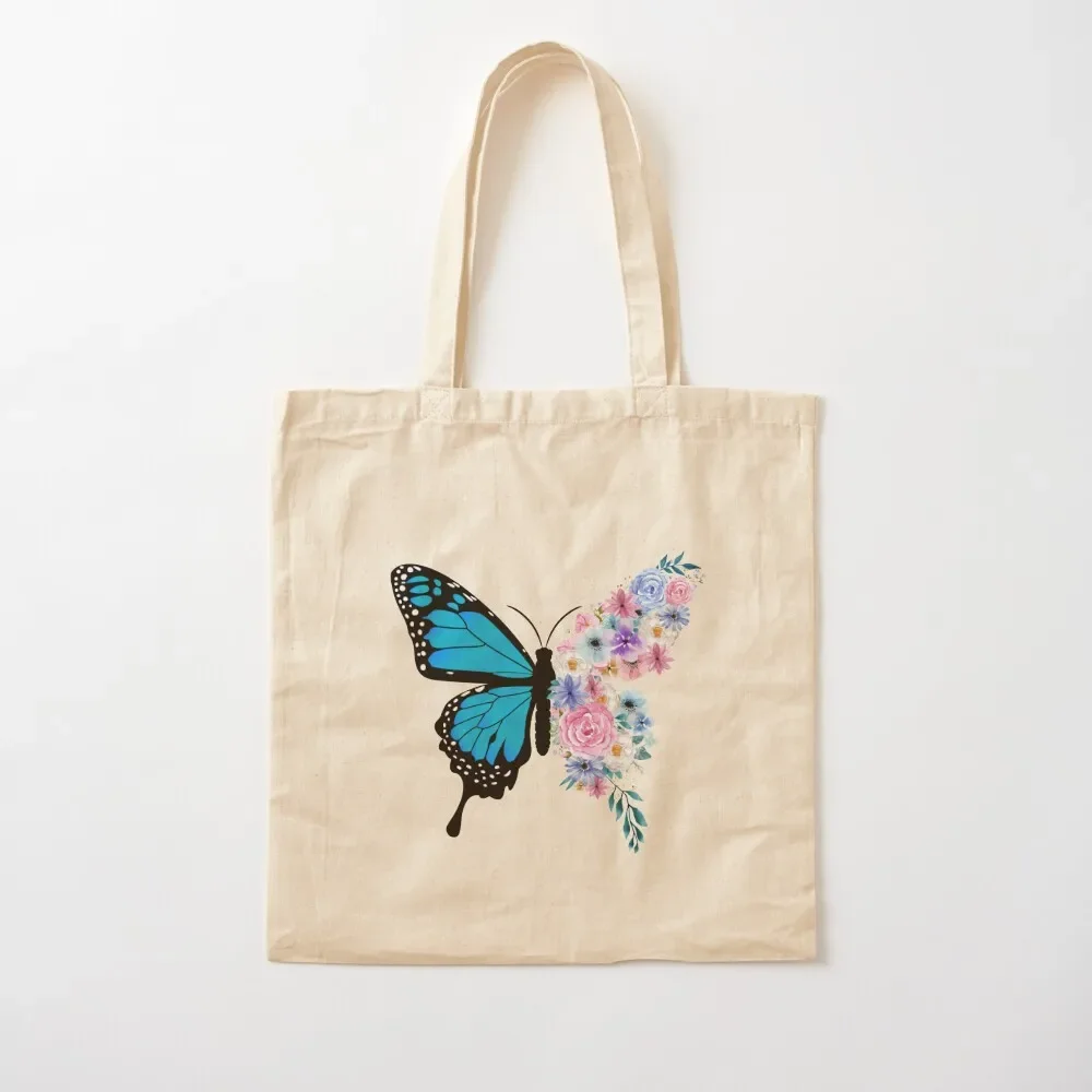 

Blue Floral Butterfly Tote Bag Shopper bag Women's handbag Large bags for women Tote Bag