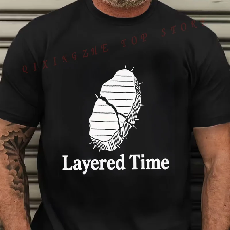 

Мужская футболка с графическим принтом «Многослойное время» — стильная черная футболка с уникальным дизайном «белый трещащий объект», повседневная футболка с круглым вырезом и коротким рукавом