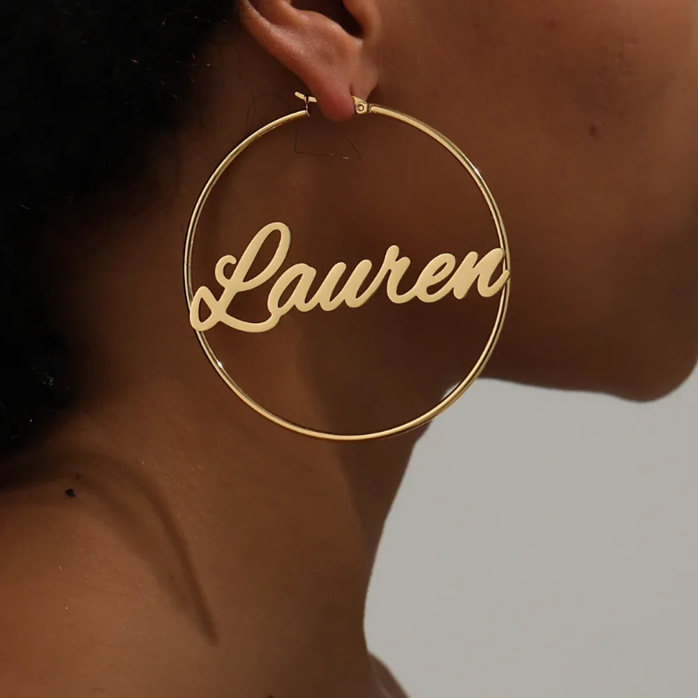 

Oversized Stainless Steel Earrings with Outstanding Style, Handmade with Durable Metal Craftsmanship, Customizable Names