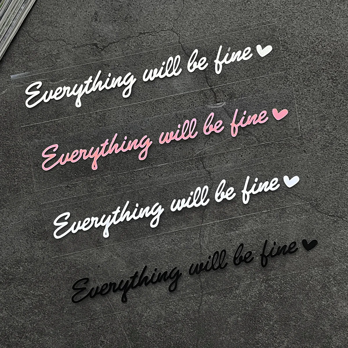 3Pcs Everything Will Be Fine Heart Waterproof Vinyl Stickers For Car Mirror Motorcycle