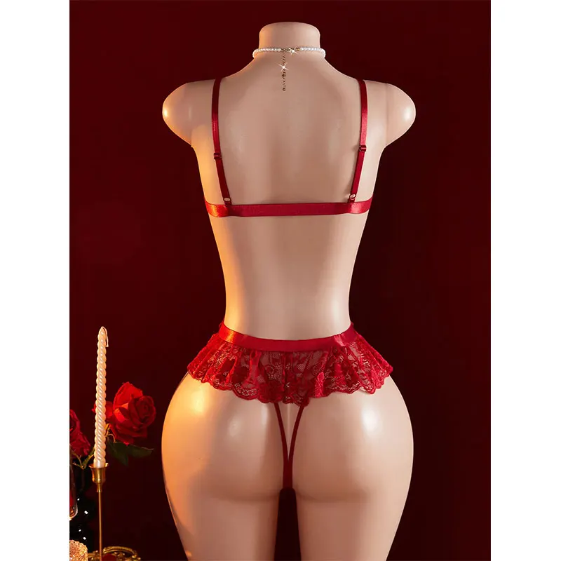 bold Costumes For Role-playing Games Sexy Open Bra Sweet woman Bandage Bodysuit Erotic Babydoll Hot No crotch Jumpsuit Uniform image 3