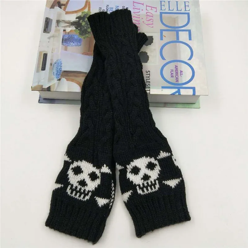 Goth Emo rękawiczki bez palców kobiety Harajuku Punk czarna czaszka pół palca długie rękawiczki Egirl Grunge Lolita Anime Kawaii Arm Warmer