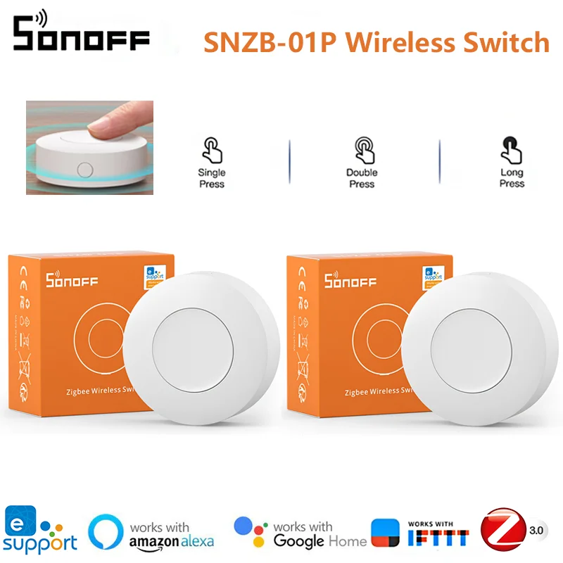 

Умный беспроводной переключатель SONOFF SNZB-01P Zigbee, умная сцена, умный дом, двустороннее/Голосовое управление с Alexa Google Home, 1-10 шт.
