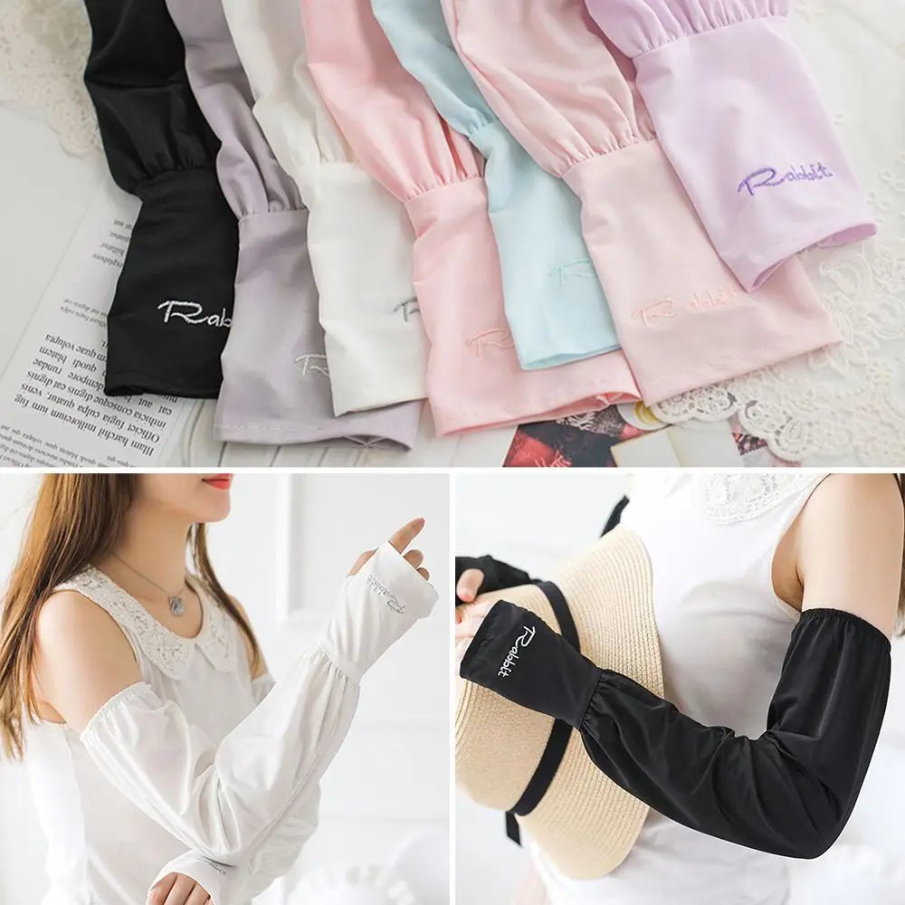 

1 Pair Outdoor Summer Driving Sports Sunscreen Ice Silk Sleeves Loose Arm Sleeves Long Arm Gloves UV Protection