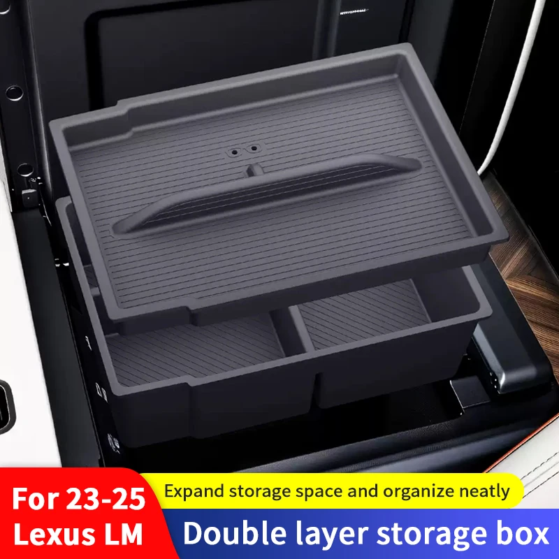 

QHCP Car Central Armrest Storage Box Silicone Armrest Storage Box Tray Organizer Fit For Lexus LM 2023-2025 Interior Accessories