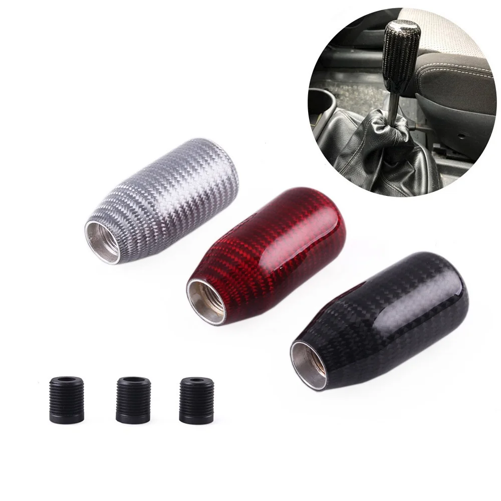 5/6 Speed Real Carbon Fiber Gear Shift Knob Round Ball Shape Manual Transmission Shifter Lever Knob M8x1.25 M10x1.25 M10x1.5