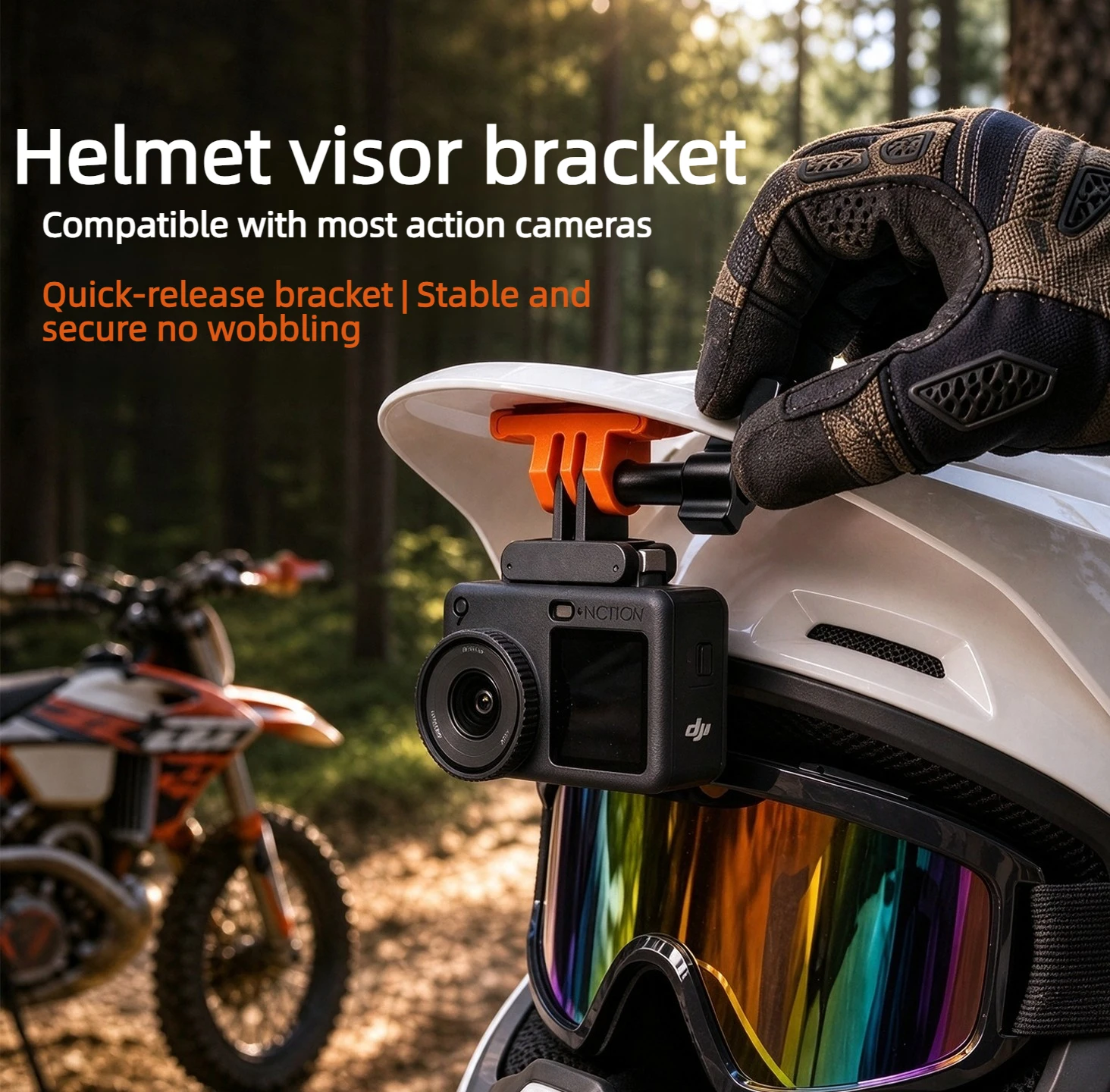 Motorcycle off-road Vehicle Bell LS2 Rally Helmet Sports Camera Holder Suitable for DJI Action6/Nano Insta360 Acepro2 GoPro13 12