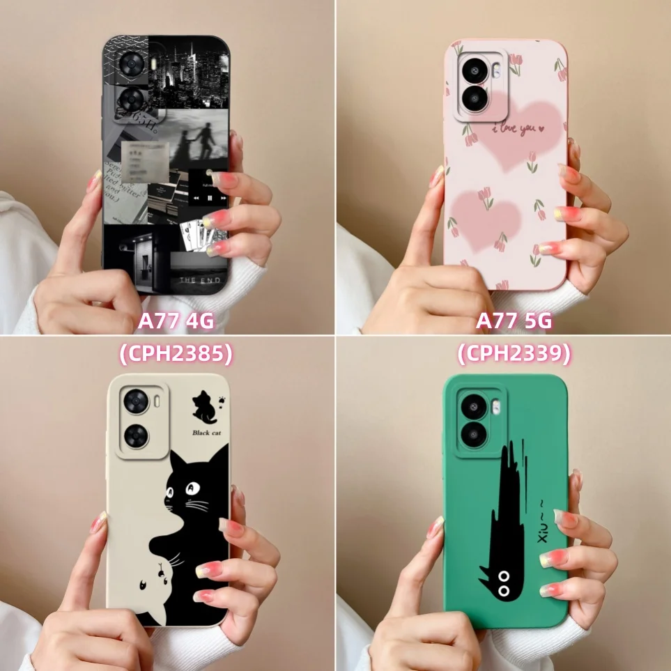 For OPPO A77 4G 5G A77s Phone Case Cute Panda Comfortable Silicone Soft Funda For OPPOA77s Coques A 77 Cases Back Cover Shell