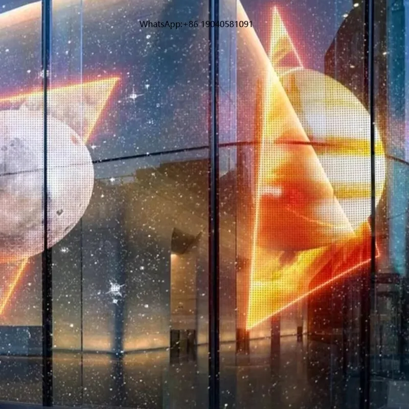 Seamless Splicing Technology High Brightness Transparent LED Display Screen Indoor Commercial Window Shopping Malls