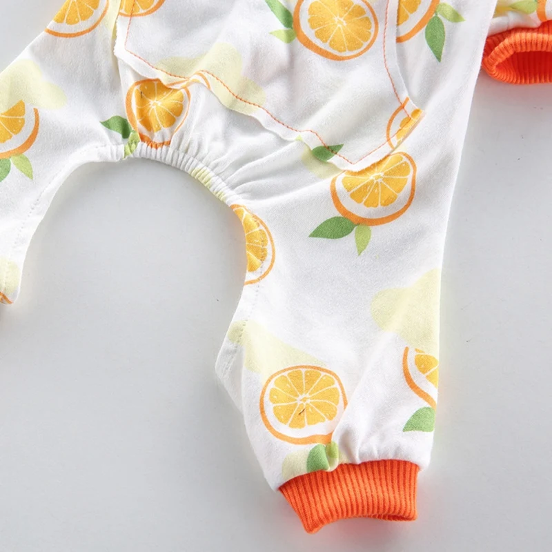 Orange Print Dog Pajamas, Soft Cotton Dog Nightclothes,Cozy Shirt Pet Clothes Jumpsuit Pjs Sleepwear For Dogs Puppy