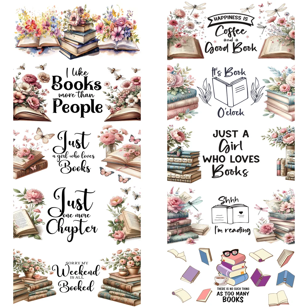 Reading book Series easy peel waterproof DIY Decals Retro Beauty 3D transfers uvdtf crystal sticker 16oz uv dtf cup wraps